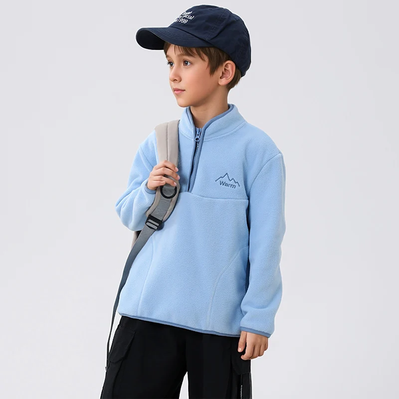 Autumn And Winter Children's Thick Fleece Fashion Stand Up Collar Jacket Boys And Girls' Sports Baseball Jacket Windproof Coat