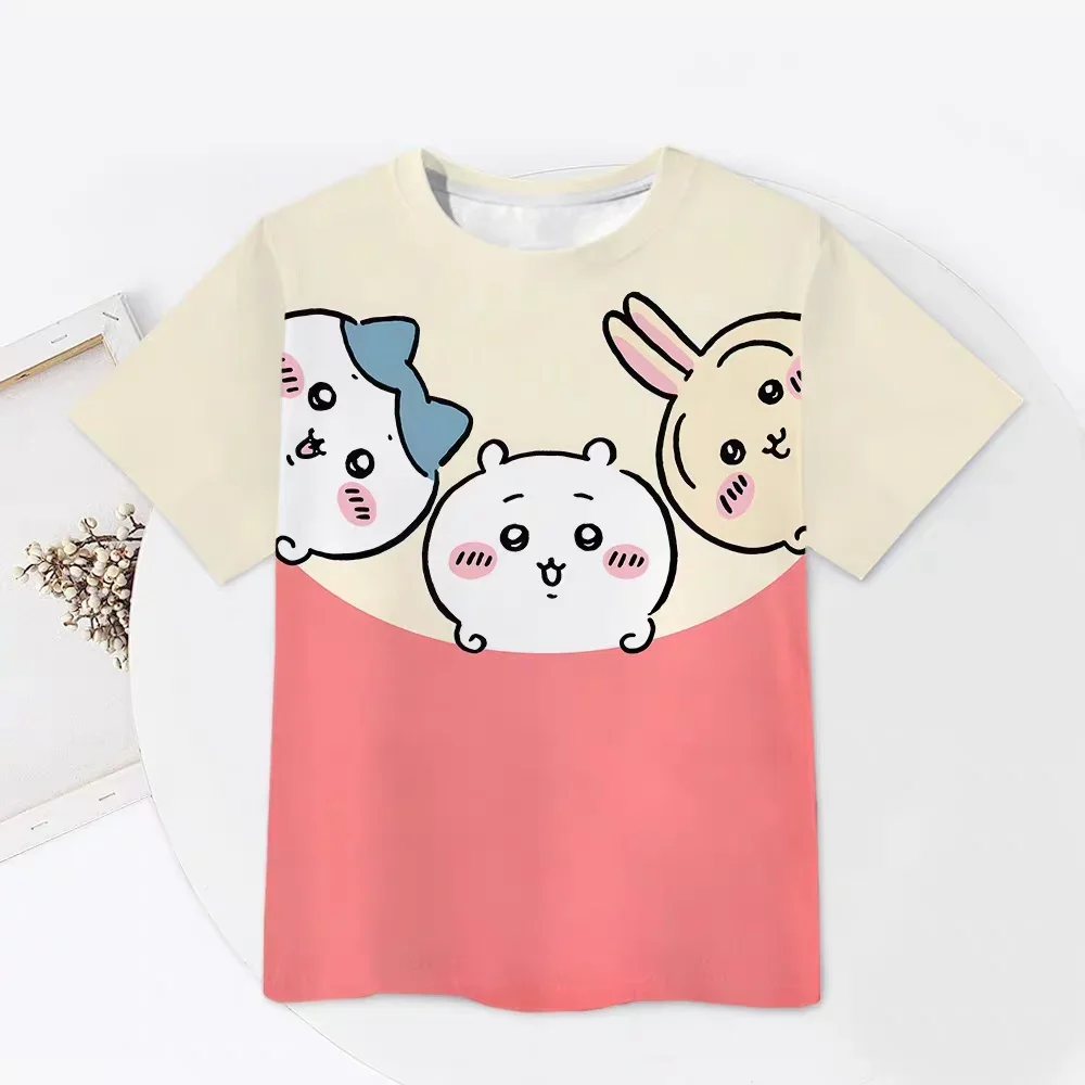 Chiikawa ist überall hier! Weiche, niedliche Cartoon-3D-Print-T-Shirts für Erwachsene Paare, Sportliche Freizeitkleidung, atmungsaktiv, kurze Ärmel, Familien-Matching – Detail 10