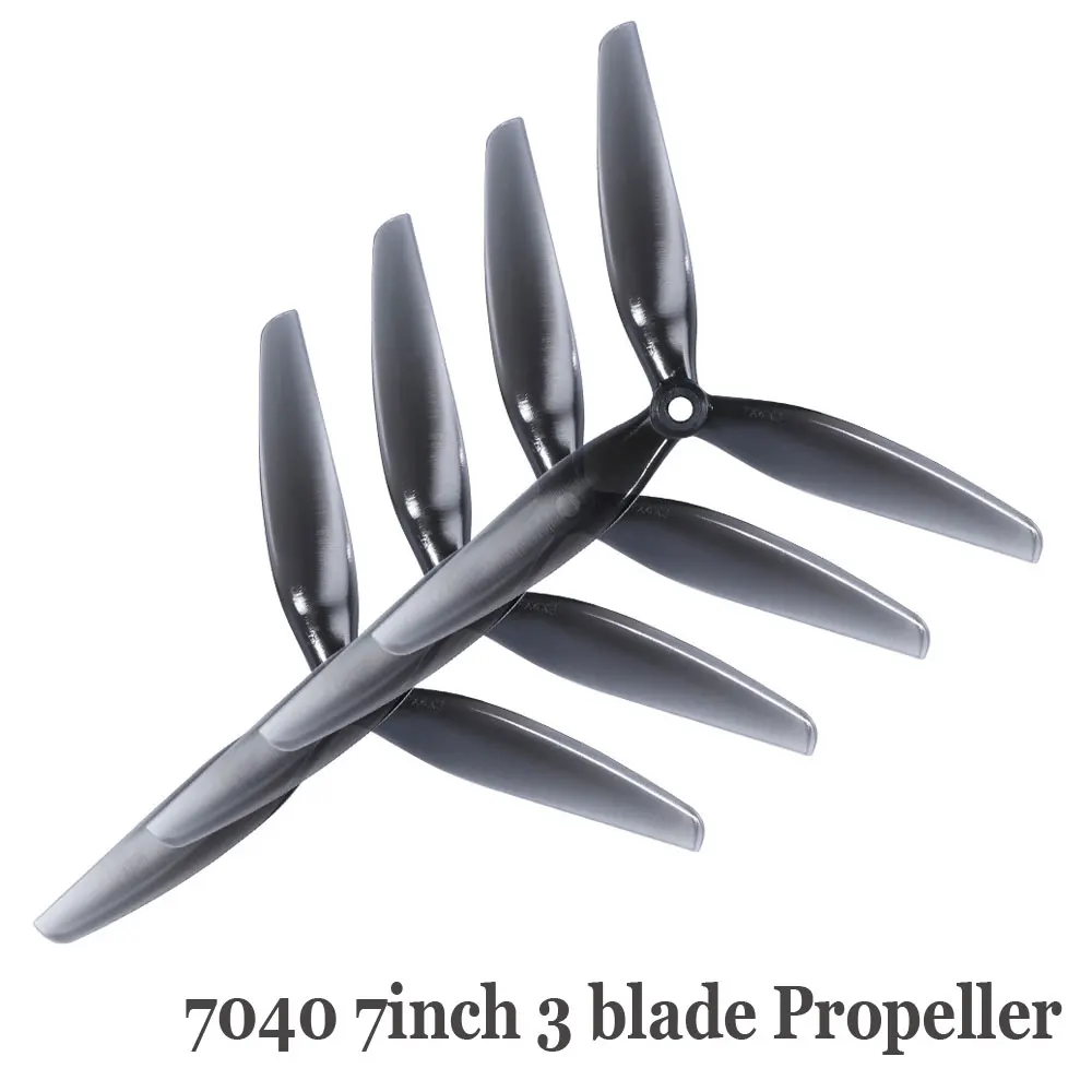 2 Paar HQ Prop 7X4X3 7040 7-Zoll 3-Blatt/Tri-Blatt Propeller kompatibel mit 2806.5 Motor für Langstrecken-LR7-FPV-Drohnen.