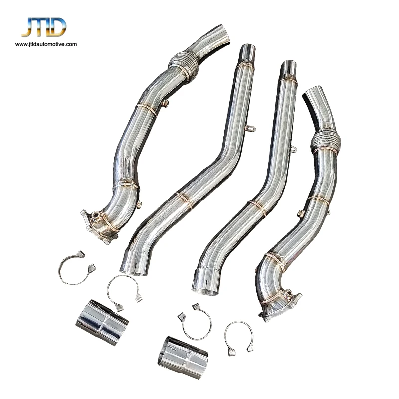 

JTLD High flow straight catless exhaust front pipe downpipes for Audi S6 S7 RS6 RS7 C7 4.0T 2013-2018 downpipe