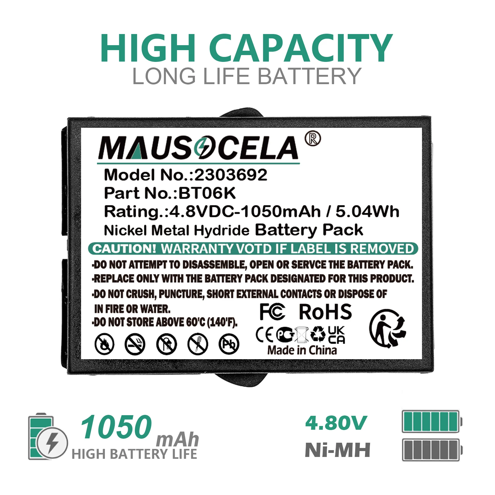 1050mAh Battery For IKUSI:2303692,BT06K,T70 1 ATEX,T70-2,T71,TM70 range,TM70/1,TM70/2,RAD-TS,RAD-TF transmitters,TM70/iK2.13B JS