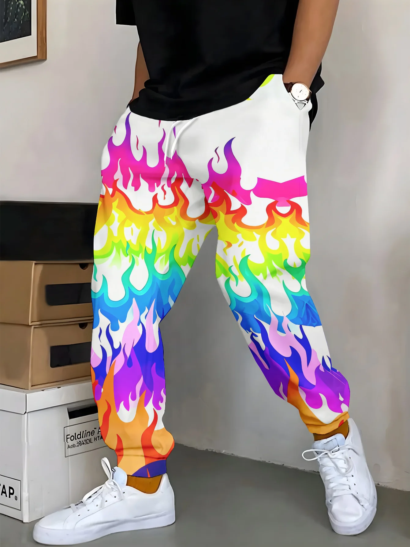 

Fashionable Flame Men's and Women's Summer New Sports and Leisure Pants Street Large Loose Quick Drying Pants