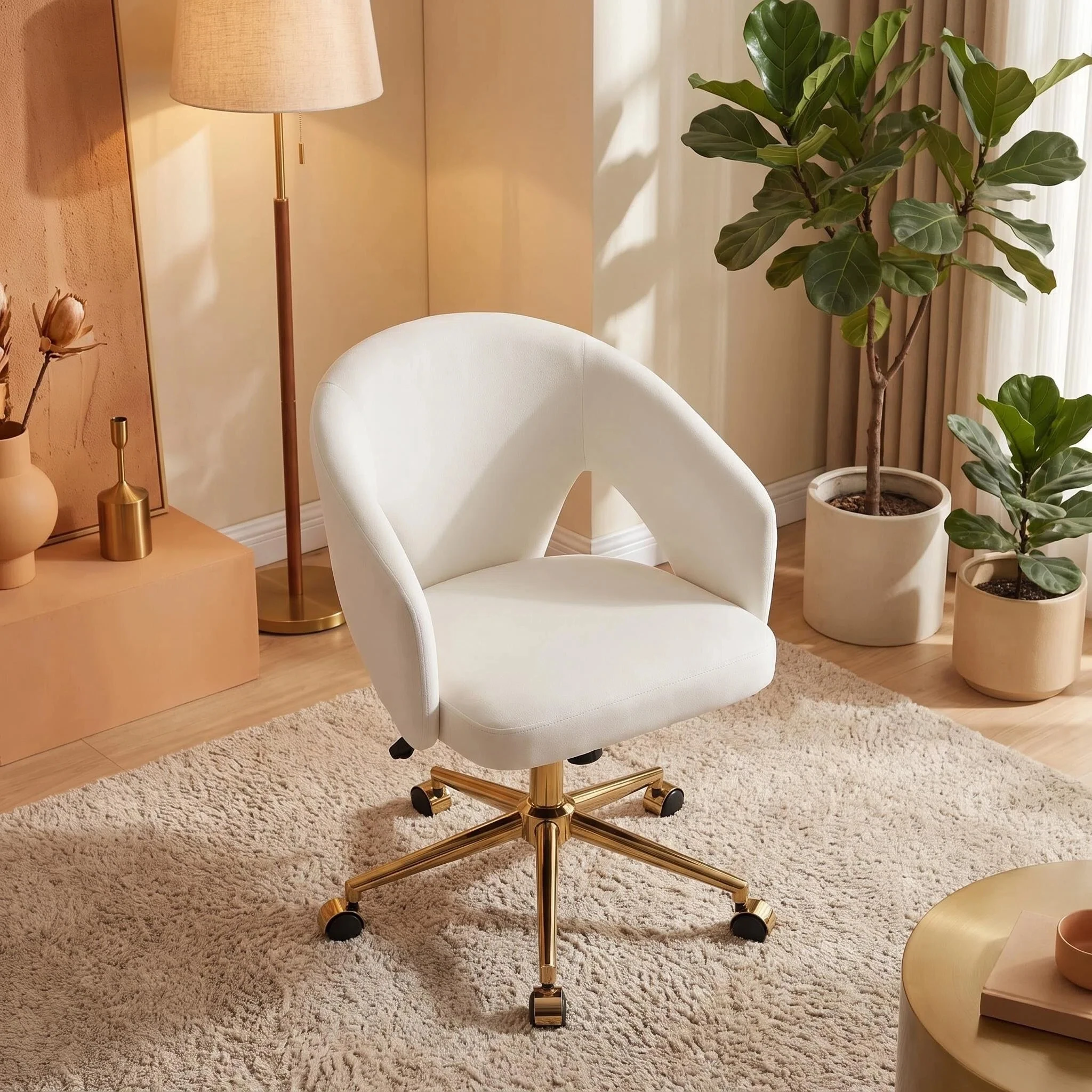 TY Ergonomic Office Chair with Lumbar Support, Swivel Computer Desk Chair with Memory Foam Seat & Armrests, Comfortable Task Chair for Home Bedroom & Long Sitting