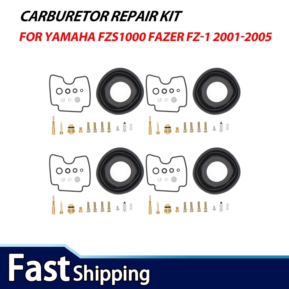 

4Sets Carburetor Carb Rebuild Kit For Yamaha FZS1000 FAZER FZ-1 2001-2005 FZS 1000