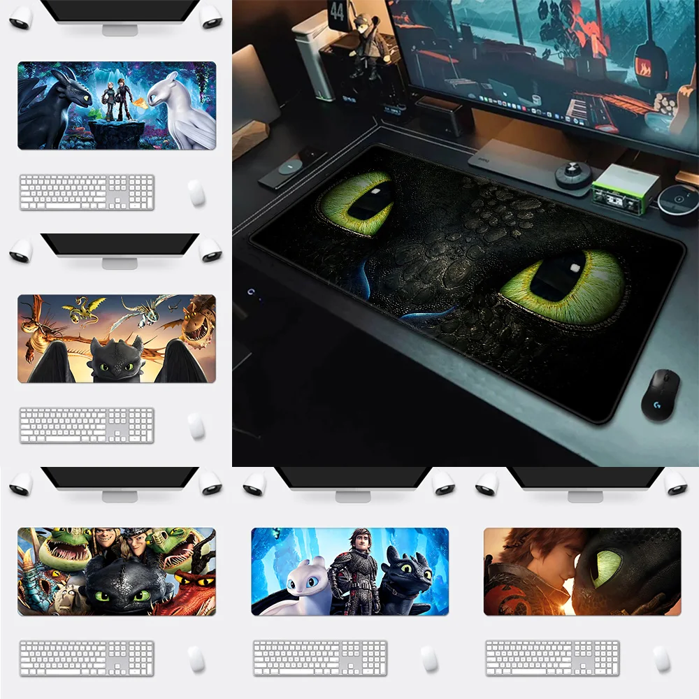 Anime Train Your Dragon Mousepad HD Printing Computer Gamers Locking Edge Non-slip Mouse Pad XXL90x40cm Keyboard PC Desk Pad