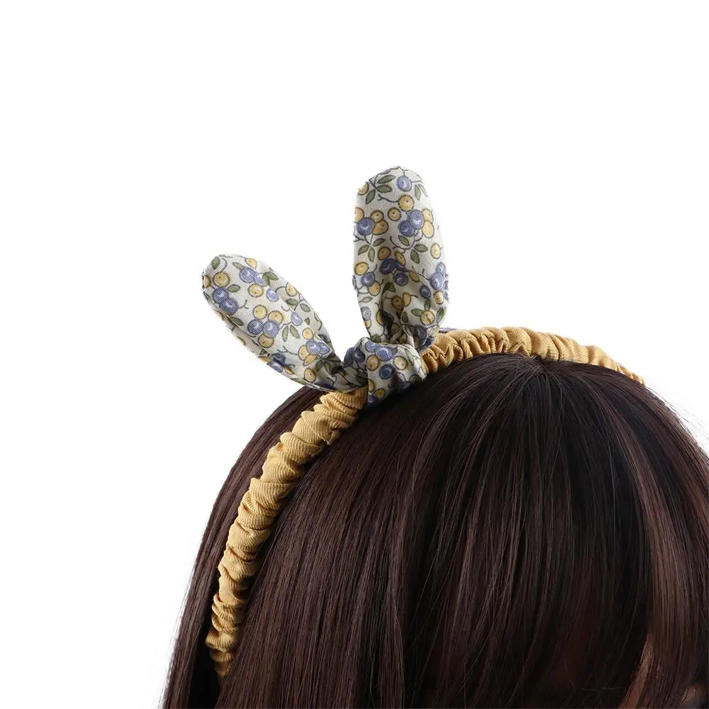 Retro Cloth Rabbit Ears  Flowers Printed Hairband Hair Hoops Bowknot Headband Hair Accessories