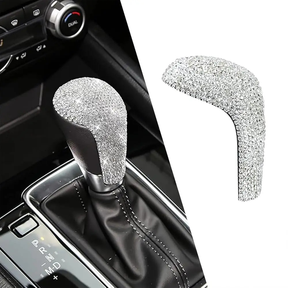 

Bling Sparkly Gear Shift Knob Cover Bling Handle Cover Decorative Sticker Compatible with Mazda Accessories 2 3 6 CX3 CX5 CX8