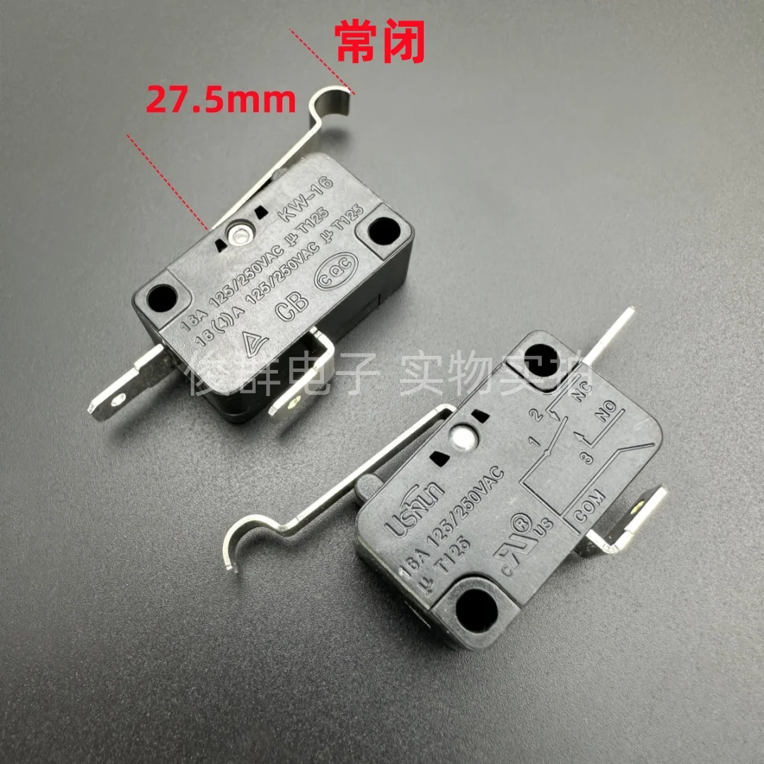 10pcs/high quality KW-16 large micro switch 16A250V travel limit detection reset 2 feet normally closed R handle