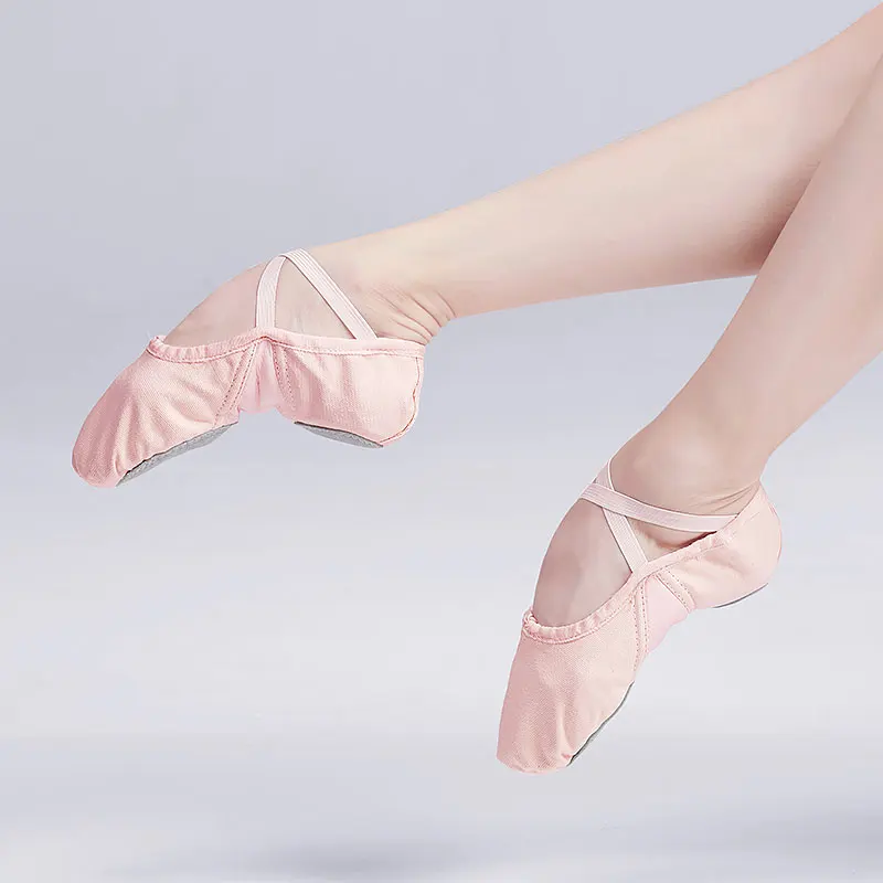 Adult Ballet Shoes Girls Canvas Dance Shoes Soft Soled Flat Shoes Non-slip Wearable Ballerina Shoes Split Soled Dancing Slippers