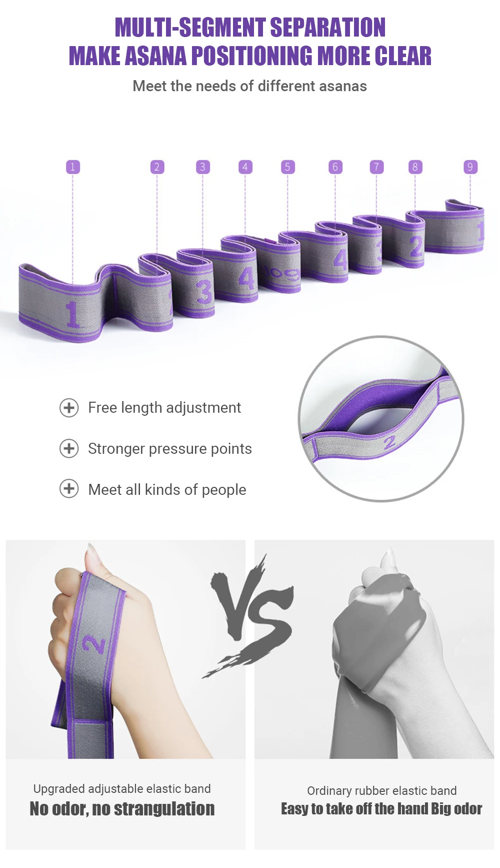 Yoga-Stretchgurt, Stretchband mit 8-Schlaufen, Yoga-Gurt, Schulterschoner für Anfänger für effektives Dehnen, Yoga-Training – Detail 13
