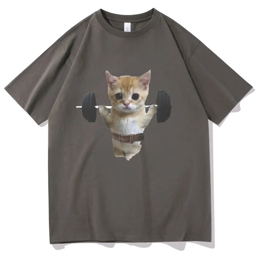 Gym Cat Sam Sulek Funny T Shirts Men Women Cute Kawaii Fitness Pump Cover T-shirt Male Oversized Pure Cotton Tshirt Short Sleeve