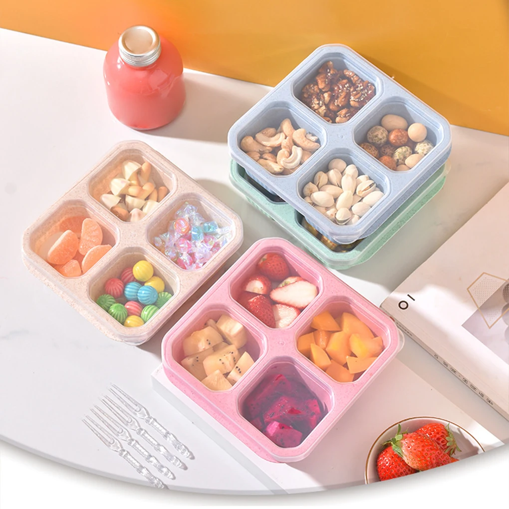 Lunch Box Dust-proof Nut Platter For Fresh Snacks On Go And Placement Is More Stable. Grid Does Not Pink