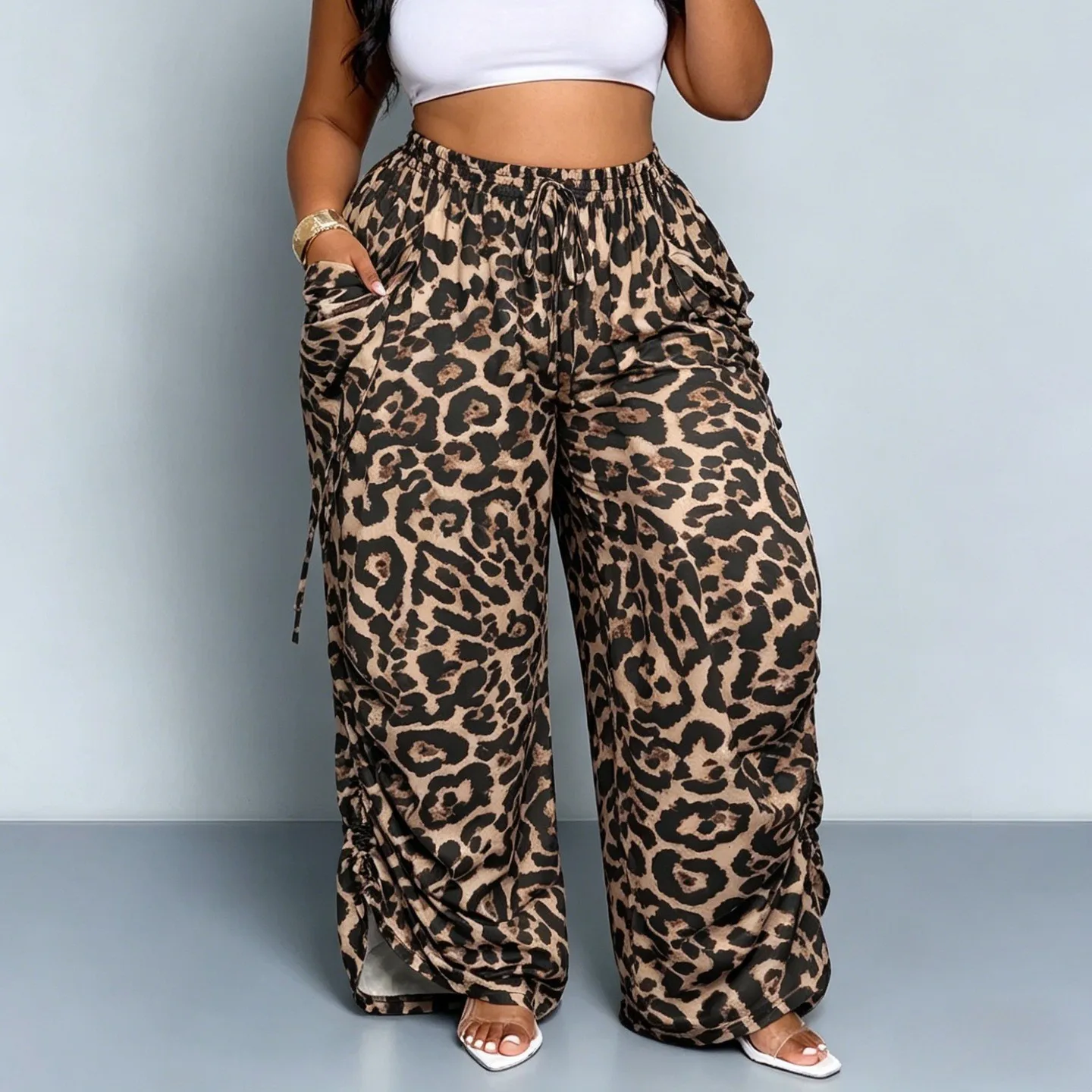 High Waist Casual Pants Full Length with Printed Slight Stretch Printed Pattern Streetwear Harem Spring Lightweight Women Pants