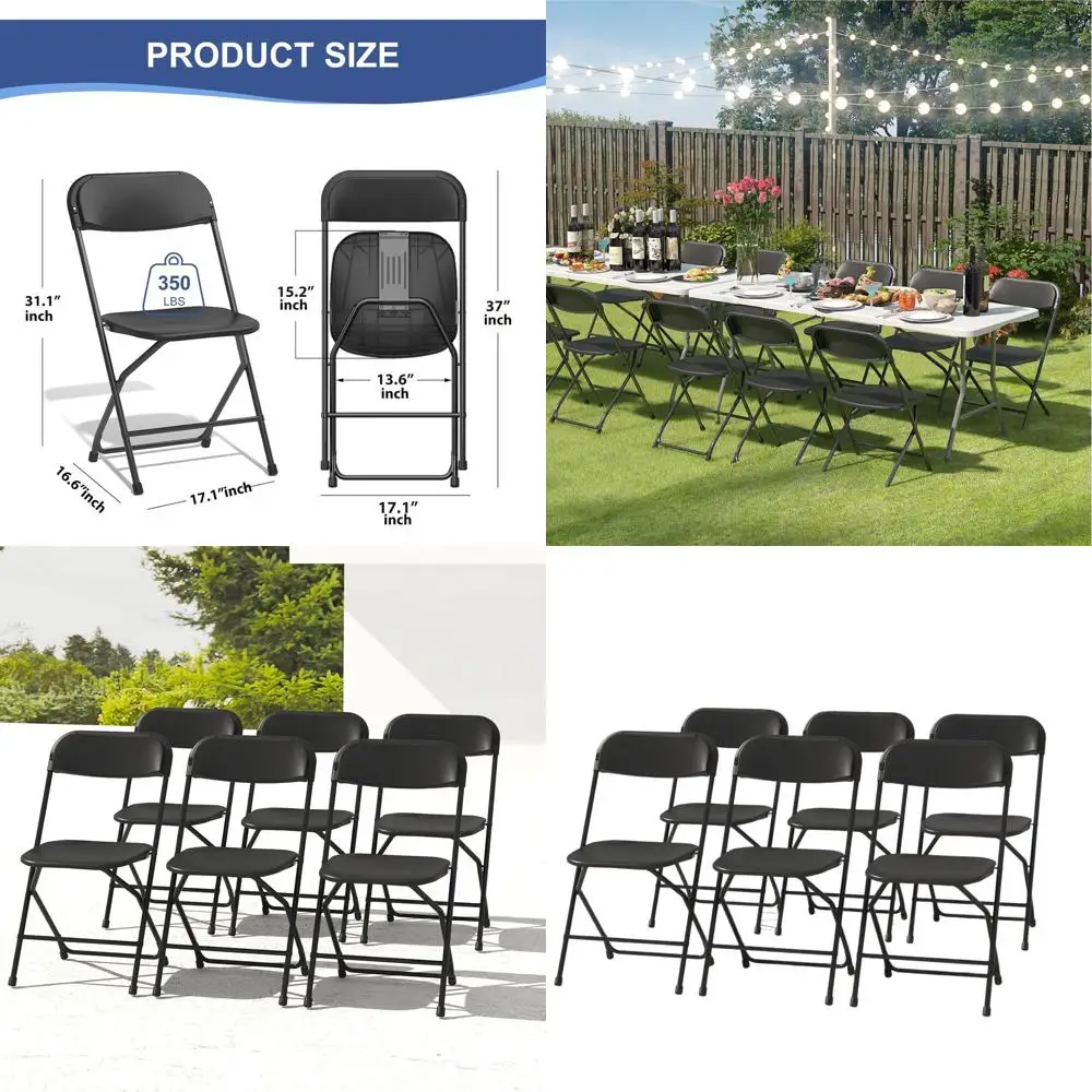 

Portable 6-Pack Folding Chairs - Durable Plastic for Indoor & Outdoor Use, 350lb Capacity, Ideal for Events, Weddings, and Picni