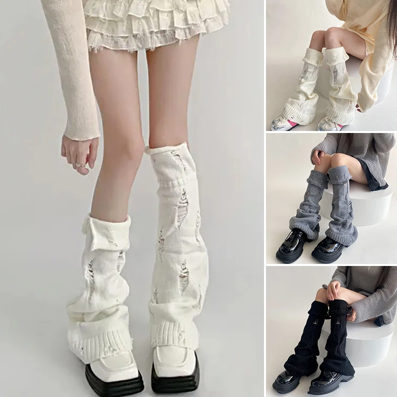 Women Long Leg Warmers Thickened Over Knee Warm Boot Cover Lolita Knitted Crochet Socks Boot Cuffs Pile Socks Party Dance