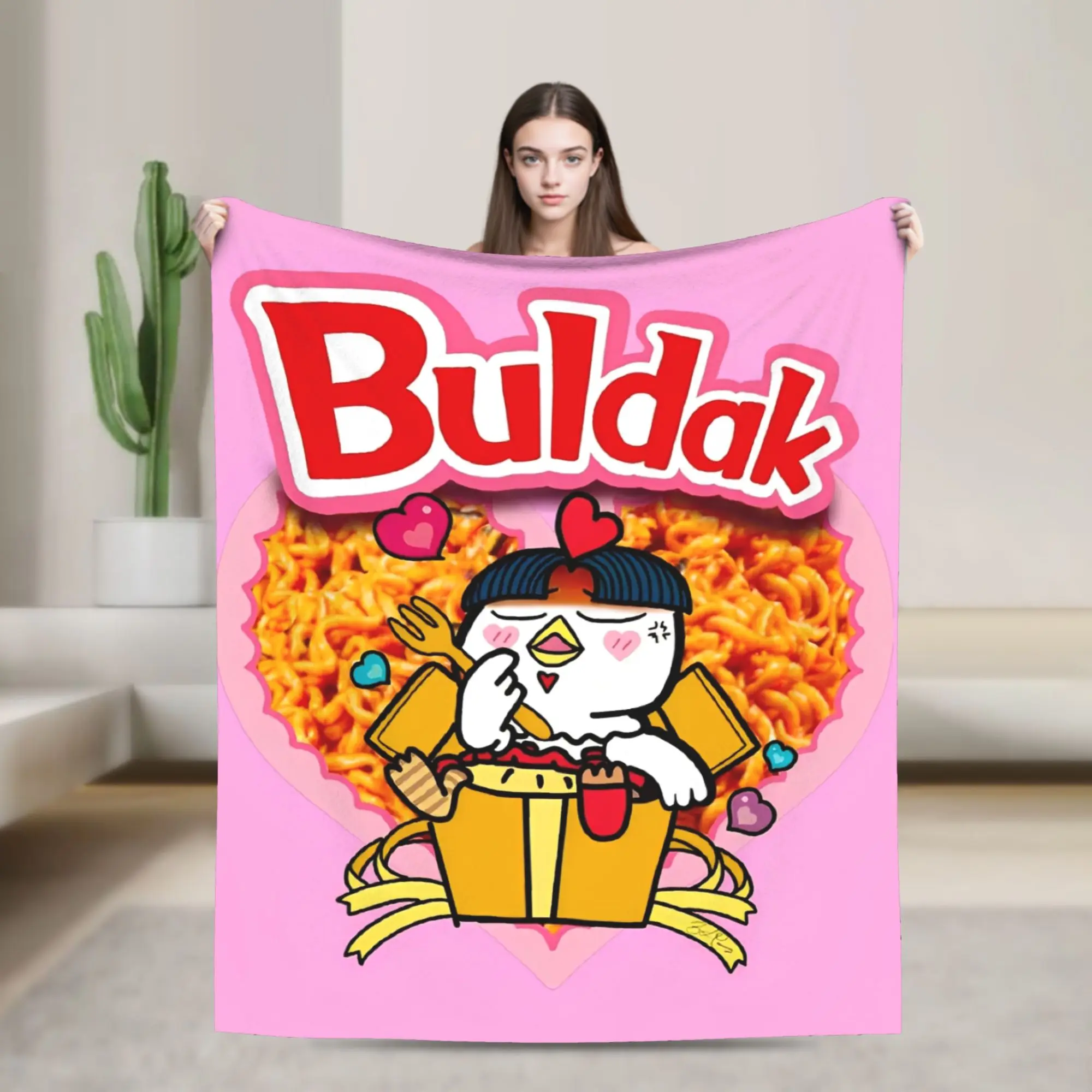 Manta de pollo Buldak Ramen, ropa de cama de felpa suave a la moda para dormitorio, Camping, colcha de franela, funda de cama