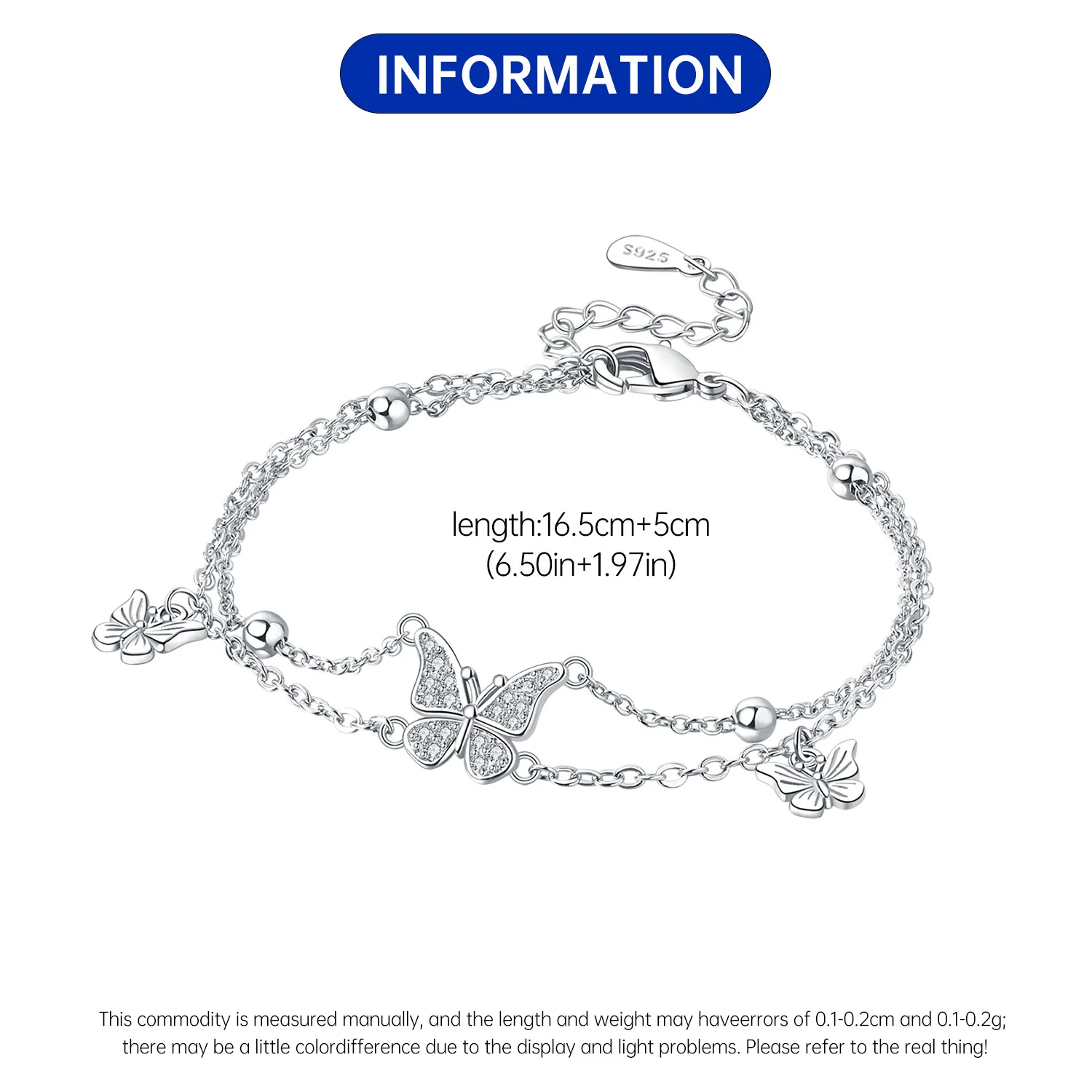 Neues doppellagiges Kettenarmband aus 925er-Sterlingsilber mit elliptischem Zirkon, Kettenglied, Damenarmband, Geburtstag, Festival, Schmuck, Geschenk – Detail 10
