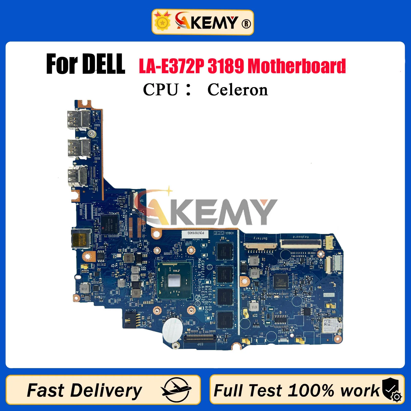 

Материнская плата для ноутбука DELL LA-E372P CAV01/11 Chromebook 11 3180 3189 CN-083RWV 01TX65 Процессор N3160 N3060, 100% тест