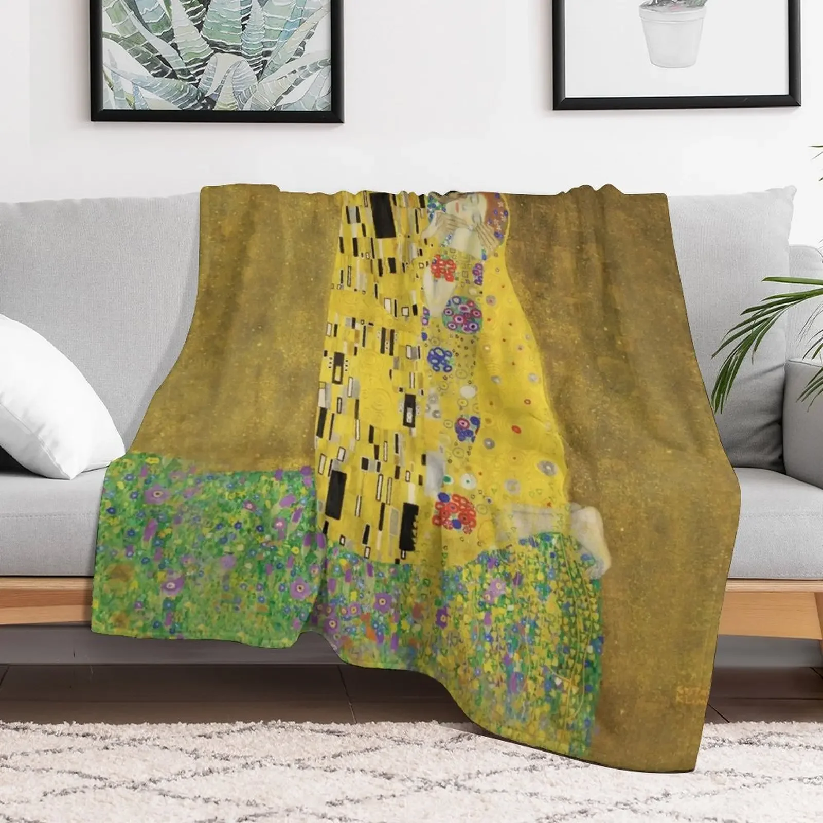 The Kiss by Gustav Klimt Art Nouveau Oil Painting 1908 HD High Quality Online Store Throw Blanket Moving Custom Blankets