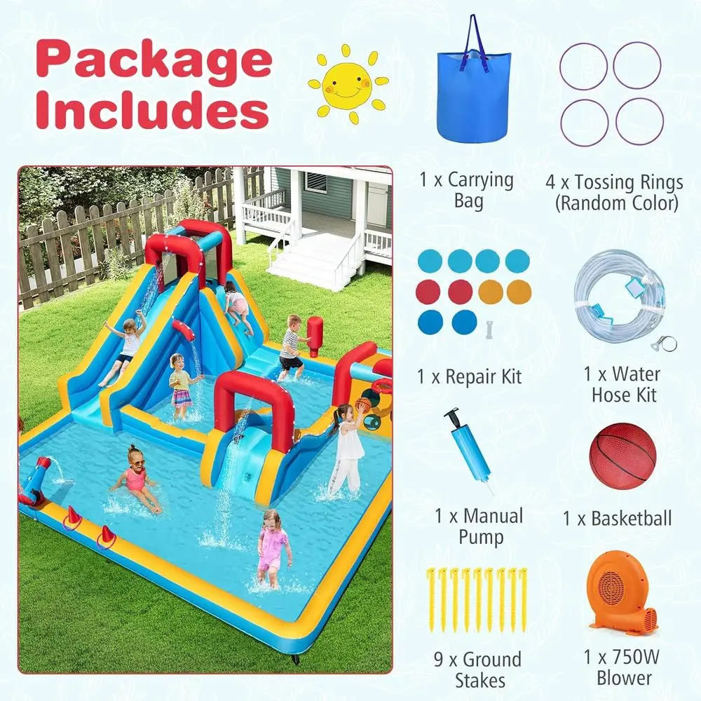 Scivolo d'acqua Iatable, scivolo lungo gigante per parco acquatico/parete da arrampicata/boxing/gioco bersaglio/lancio di anelli/canone ad acqua, piscina antispruzzo,