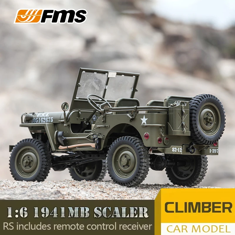 

FMS 1/6 1941 МБ скалер Willys электрический радиоуправляемый автомобиль 2,4G 4WD внедорожный 4X4 привод грузовик с дистанционным управлением рок-гусеничный автомобиль игрушечный автомобиль