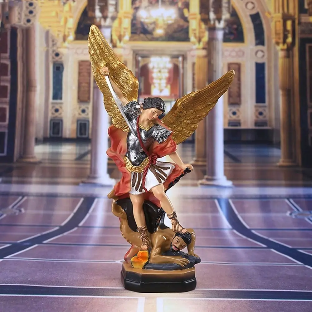 Classical Saint Milka Angel Statue Saint Milka Angel Resin Killing Demon God Sculpture Swords Angel Handmade Religious Statue