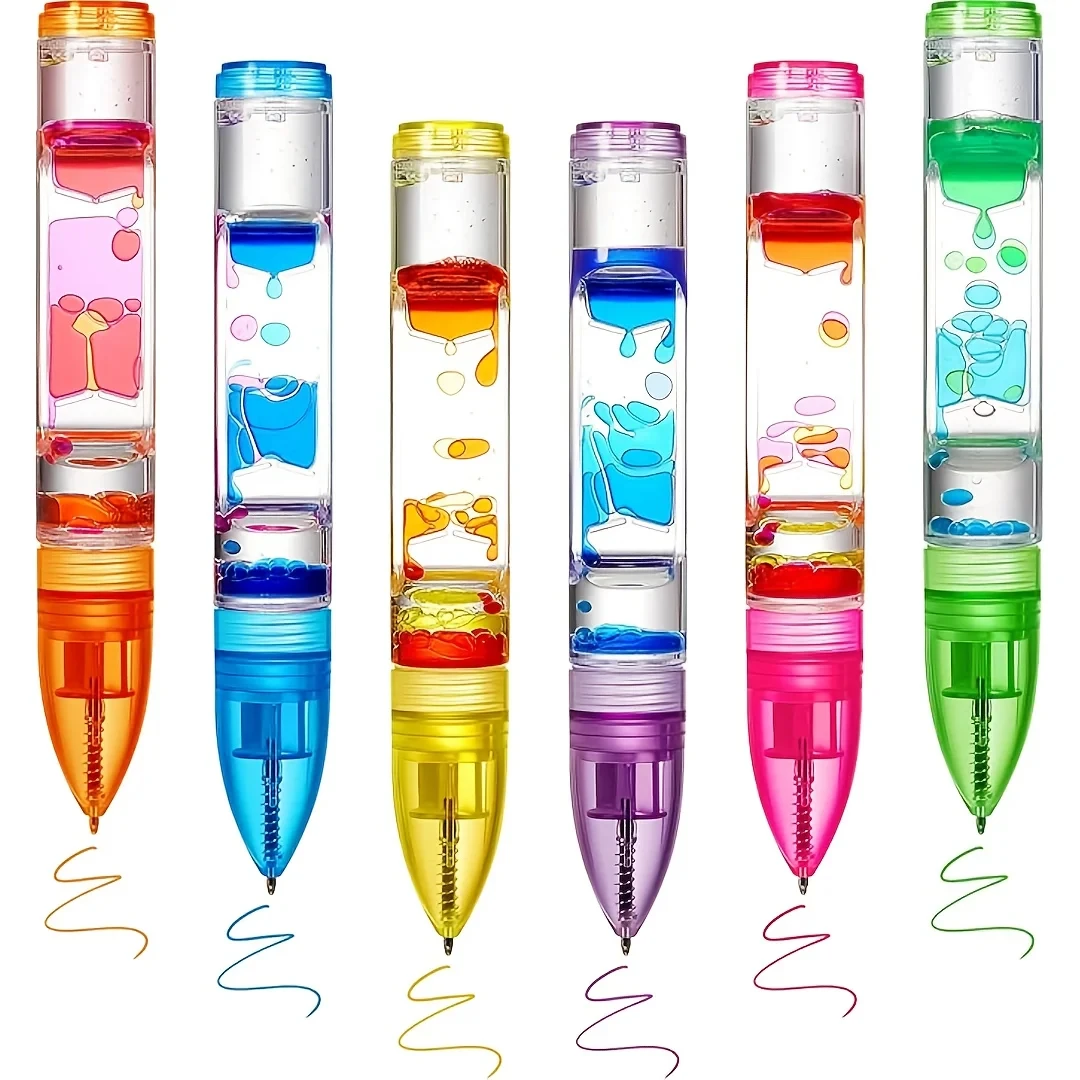 1PCS Liquid Motion Bubble Pen-Retractable Ballpoint 6 Colors Anxiety Relief Stress-Free Writing Cool Relax Pen