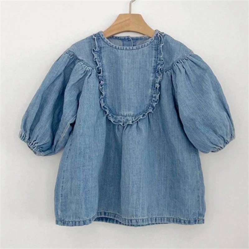 

Girl Dress Toddler Girl Clothes Cute Loose Kids Clothes Girls Spring Autumn Puff Sleeve Sweet Full Solid Crew Neck Korea