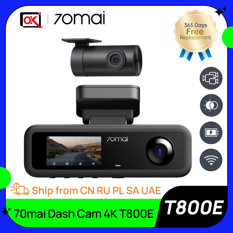 70mai T800E 4K 3-Channel Dash Camera with GPS