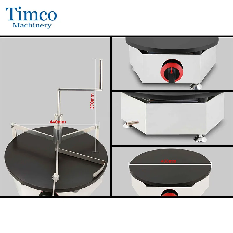 TIMCO Crepe Making Tools Handle Rotary Stainless Steel Pancake Spreader Turner Crepe Maker Tool