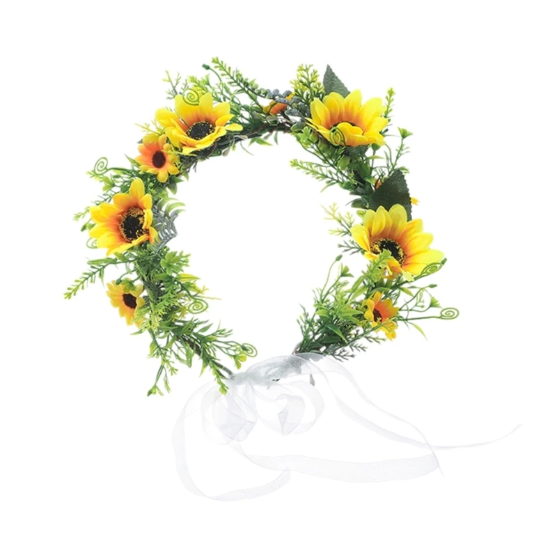 

Sunflowers Garlands Hair Wreath Bride Leaves Wedding Flower Headbands