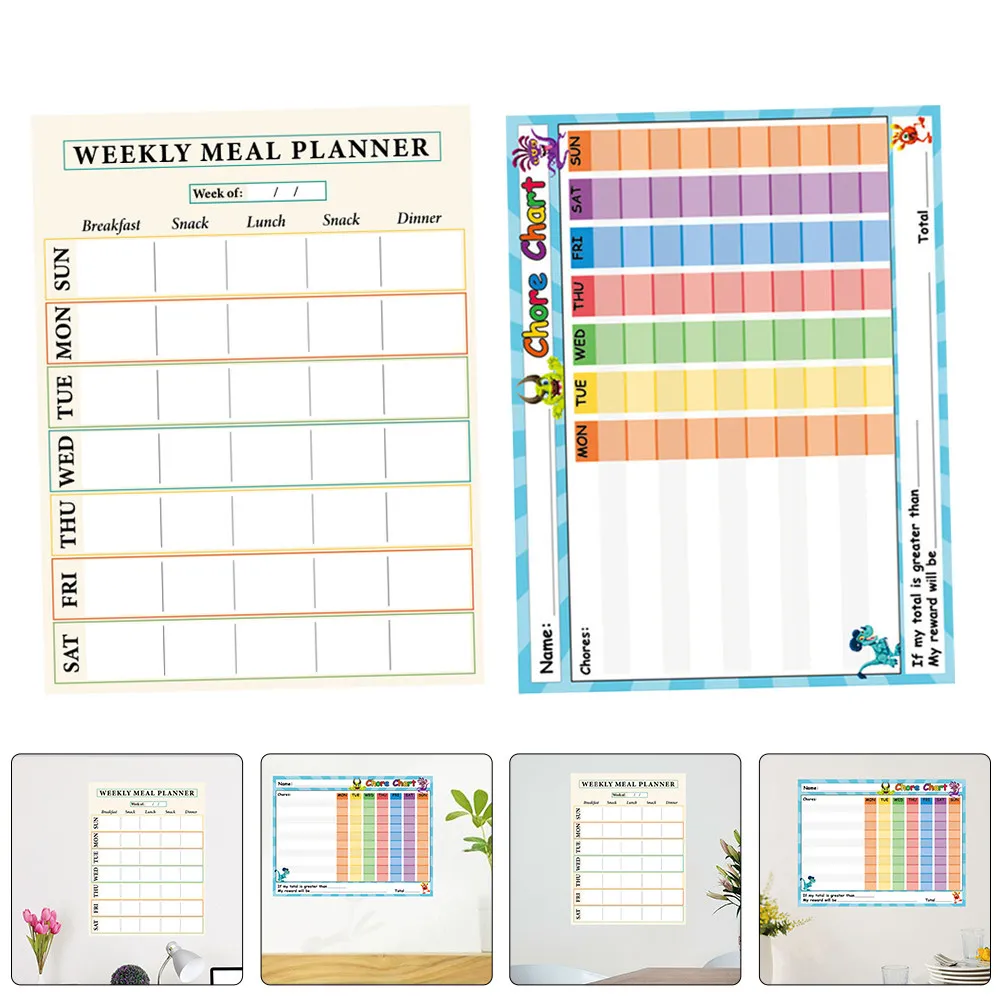 2Pcs Self Adhesive Dry Erase Whiteboard Behavior Chart Reward Chart Reusable Classroom Home Progress Tracking Board