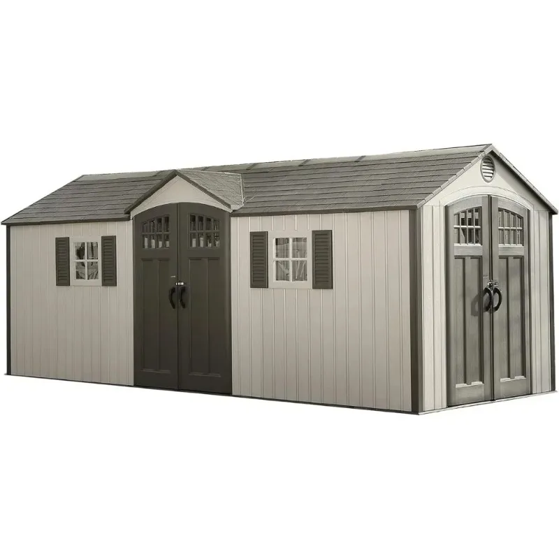 Y 20 X 8 Ft Outdoor Storage Shed, Desert Sand，Heavy-Steel Trusses Provide Additional Roof Strength，Sheds