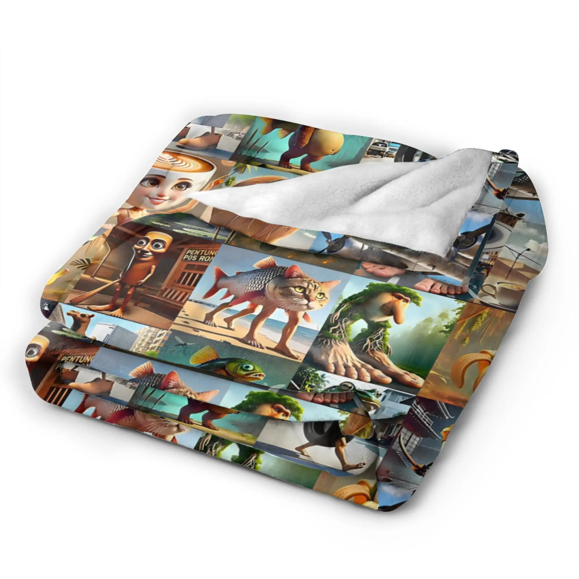 Brainrot Meme الشخصيات الإيطالية الفانيلا البطانيات مضحك ميمي الإبداعية رمي البطانيات ل أريكة تتحول لسرير الأريكة 200x150 سنتيمتر لحاف