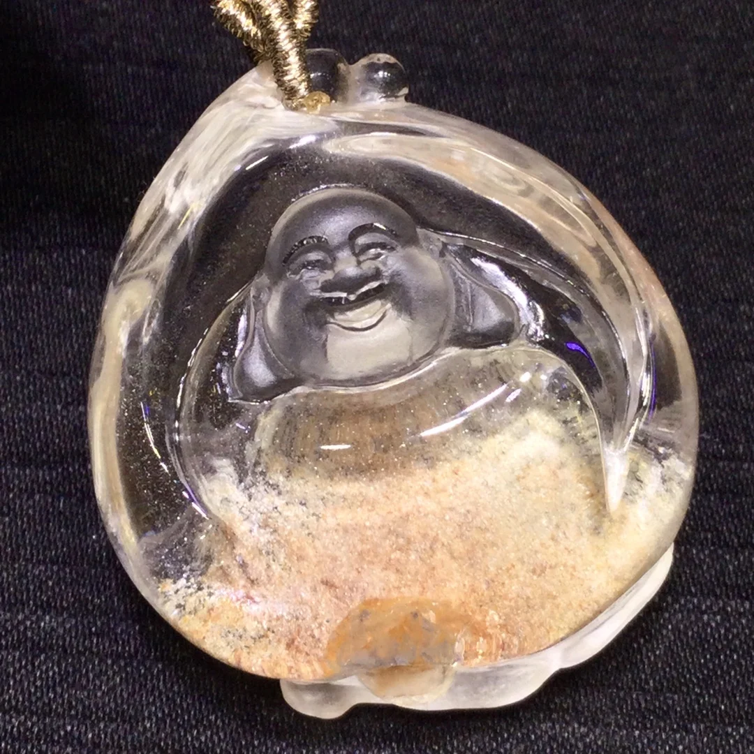 

Natural Pink White Phantom Quartz Pendant Jewelry the Buddha Women Man 37*33*18mm Necklace Phantom Rare Garden AAAAAA