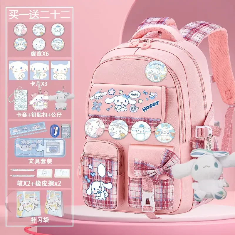 Imagem -03 - Sanrio Cinnamoroll Estudante Mochila Campus Impressão de Moda Bonito Bolsa de Escola Primária Kawaii Grande Capacidade