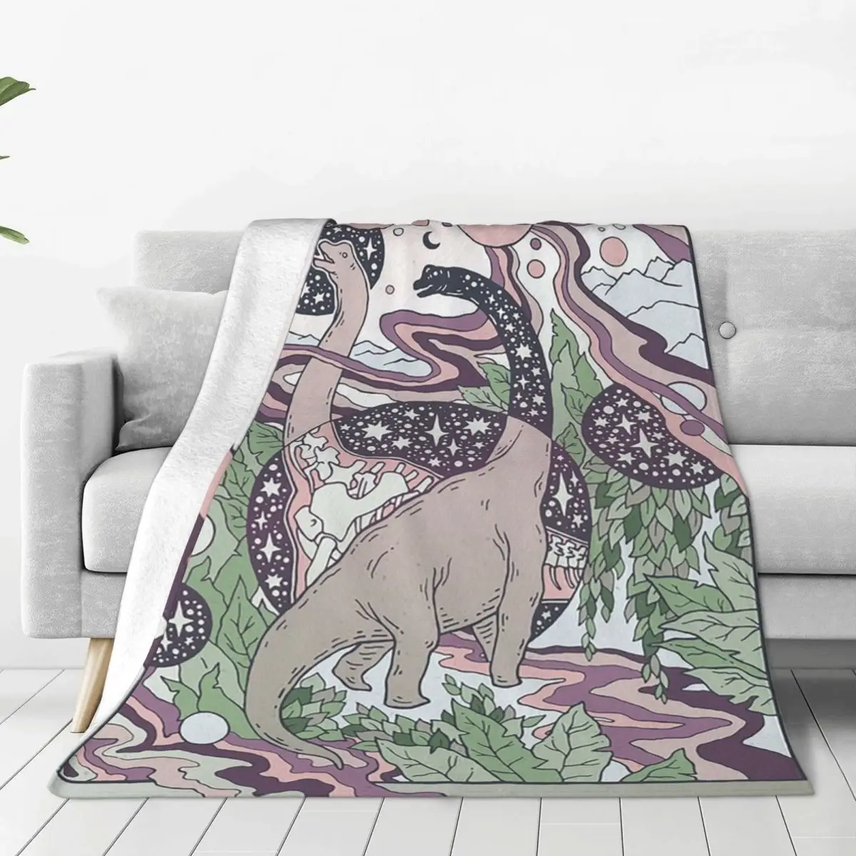 Jurassic Portal Purple Haze Palette Dinosaur Blanket Flannel Warm Sofa Throw Blankets For Couch Bedding Throws Bedspread Quilt