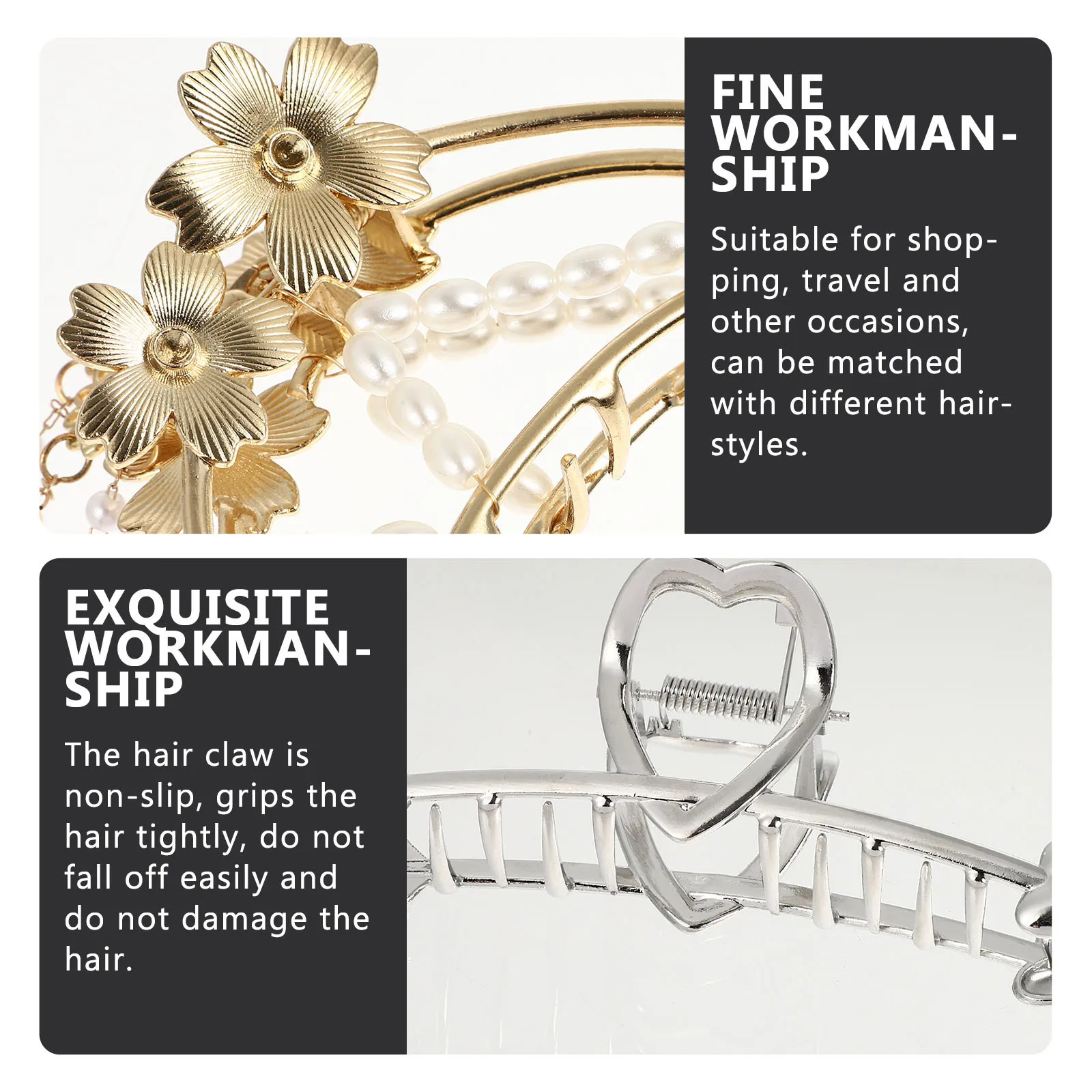 

2 шт., заколки для волос с жемчугом, изысканные заколки в виде акулы из сплава, нескользящая ручка, стильные аксессуары для декора для женщин и девочек, когти для волос в форме акулы