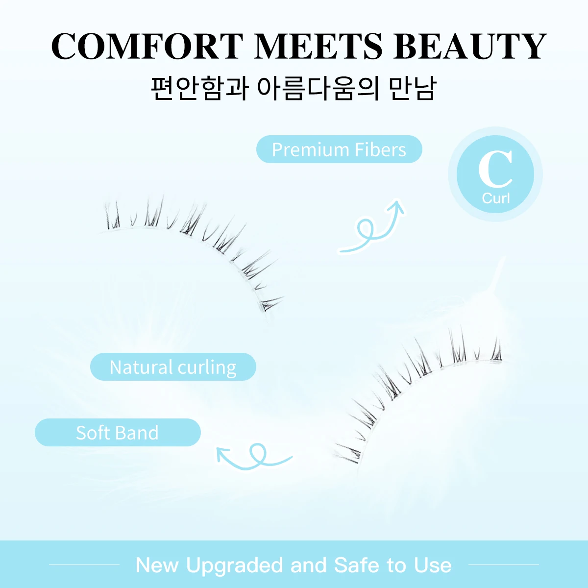 5 paar W33 wimpers volledige stripwimpers C krul transparante band fishtail wimpers manga wimpers gemakkelijk voor beginners natuurlijk