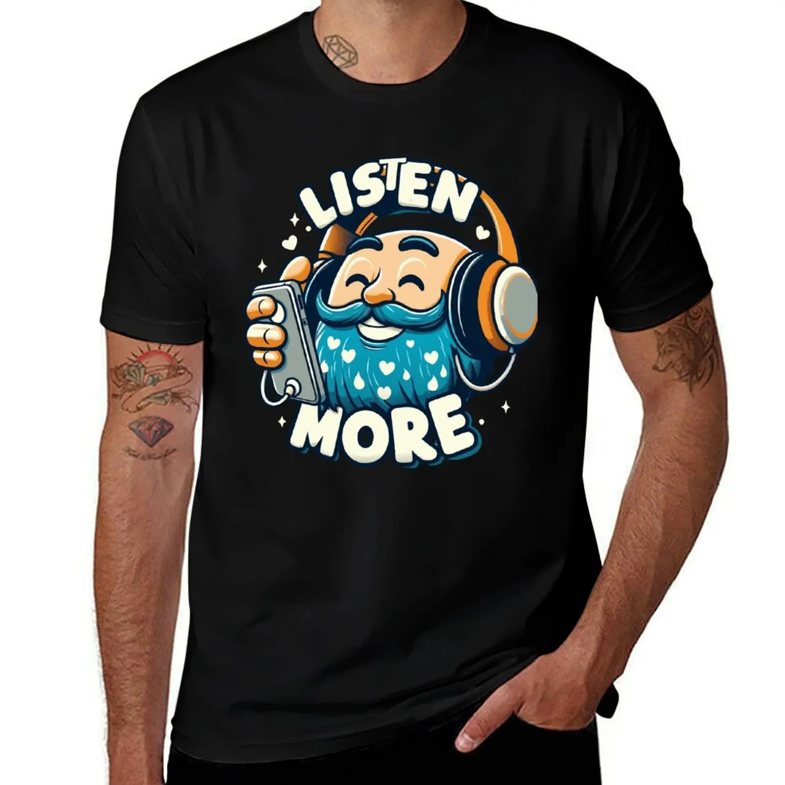 

Listen More: A Heartfelt Melody in Blue T-Shirt shirts graphic tops graphic shirts mens graphic t-shirts