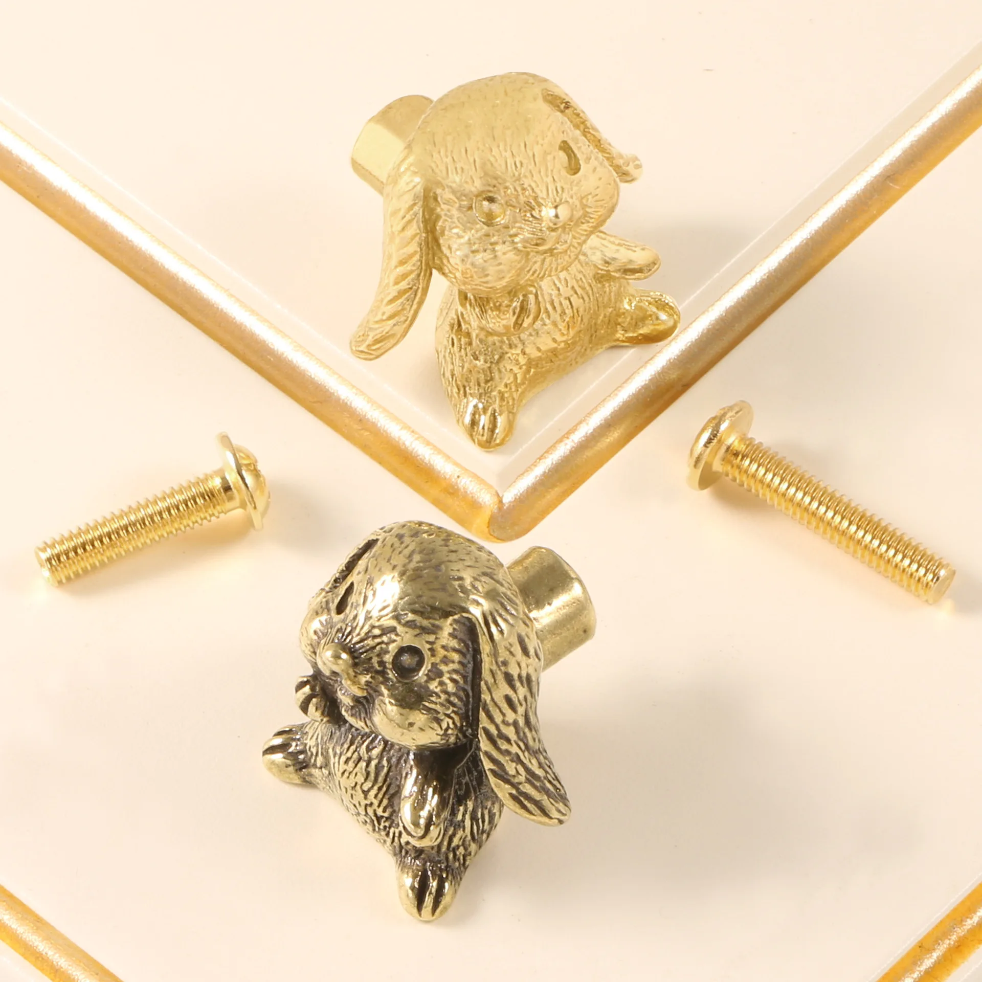Rabbit Drawer Handle Brass Copper Decor Cupboard Wardrobe Closet Pulls Creative Door Furniture Handle