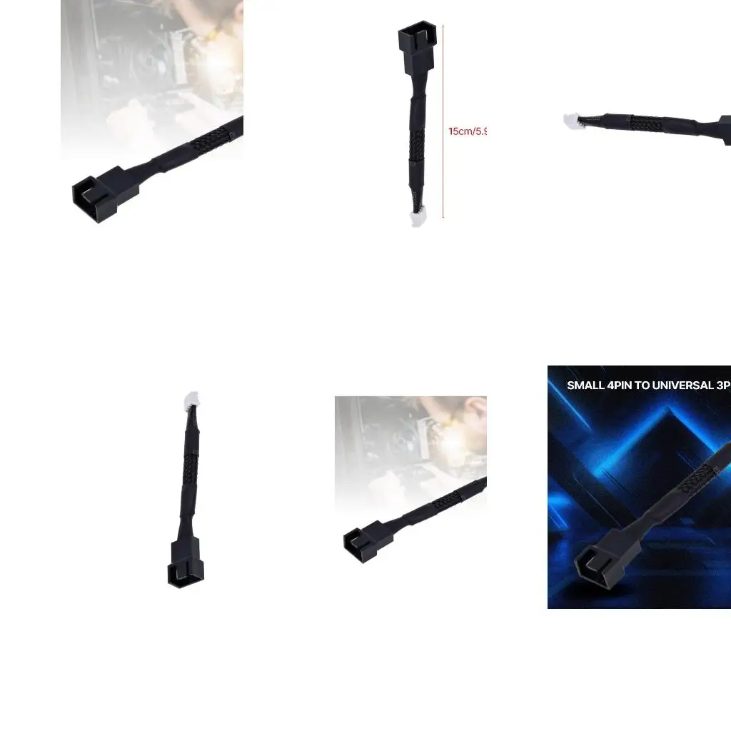  15cm Fan Cable Adapter Small 4PINl to 3Pin 4Pin For Easy Connection 5.9inch