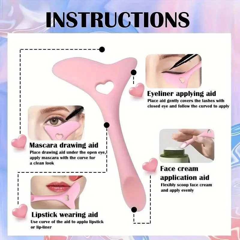 3pcs Multifunctional Silicone Eyeliner Stencil Set  Tools for Perfect Eyeliner, Eyelashes & Brows, Beauty Aid for All Skin Types