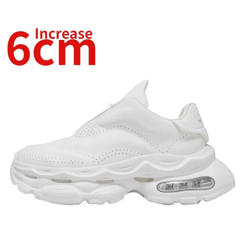 Fashion Comfortable Thick Bottom White Dad's Shoes for Men's Height Increased 6cm Spring/Summer Breathable Elevated Sports Shoes