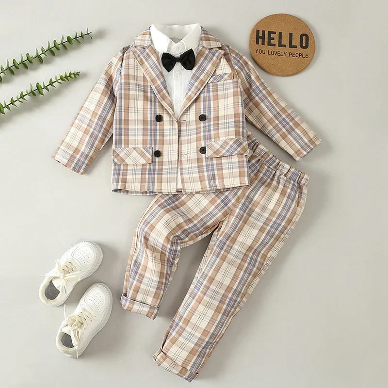 

1-6Y Boy's suit baby one year old dress coat waistcoat three-piece children's gentleman British children's suit 90-130cm