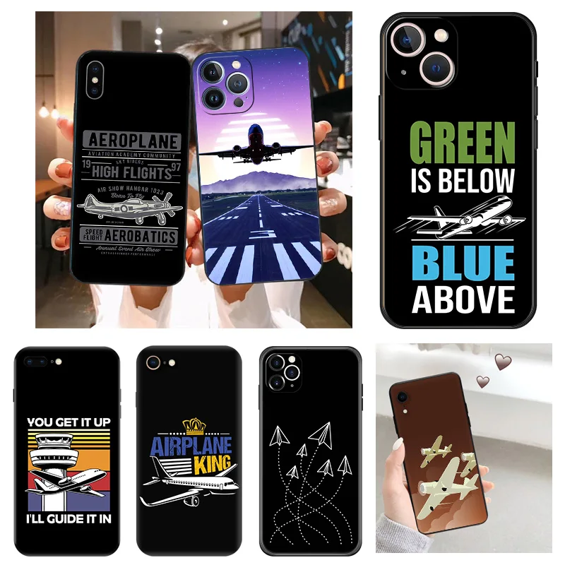 Fashion Airplane Aircraft Take Off Silicone Soft Phone Cases Cover for Apple iphone 15 Pro Max 14 13 Plus 12 11 7 8 6 SE X XS XR