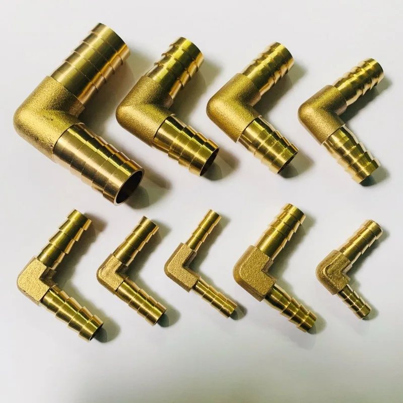 10pcs Brass 2 Way L Pipe Fitting 6-19mm Barb Hose Connector for Pneumatic Water Air Gas