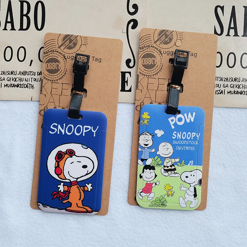 Kawaii Peanuts Snoopy Charlie Brown Card Holder Key Chain Hangings Decoration Luggage Consignment Identification Tag For Girls