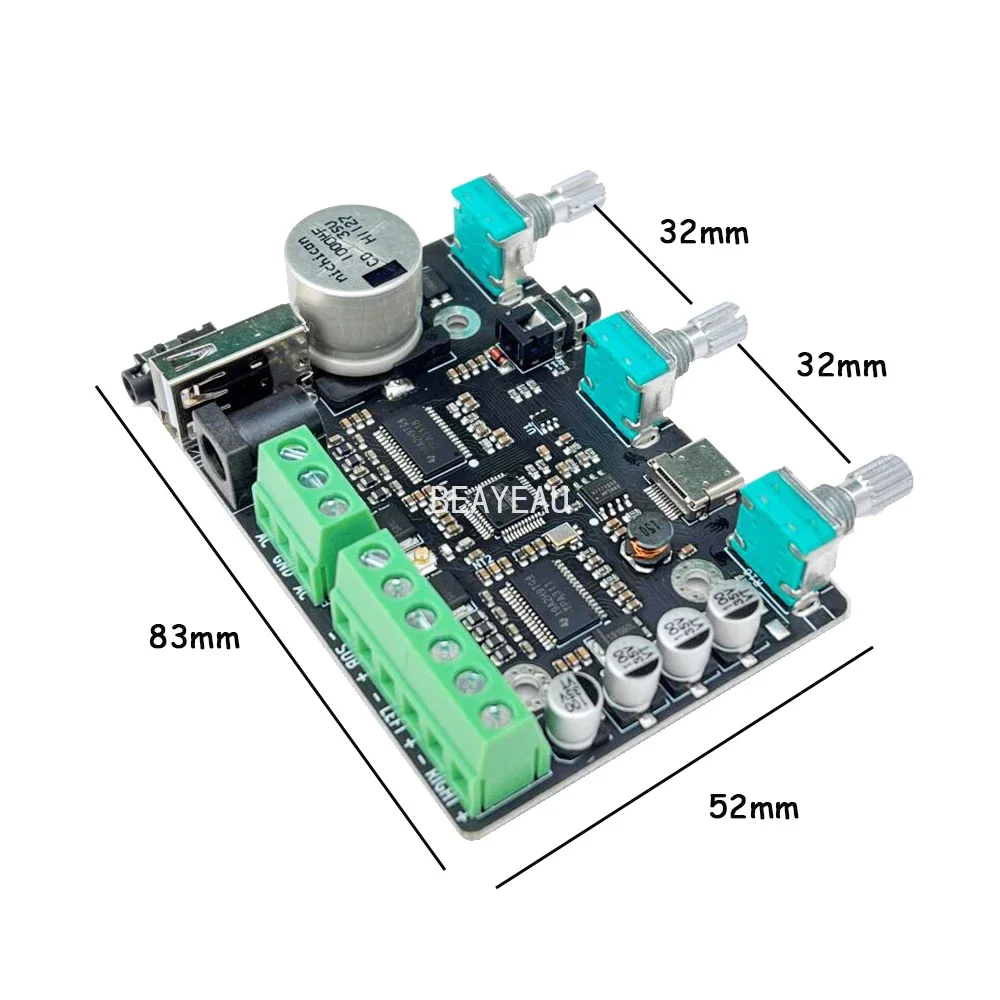 مضخم صوت TPA3118 يعمل بالبلوتوث 2.1 DSP ، مضخم صوت 2x30 واط + 60 واط ، 3 قنوات مستقلة ، 31 قطعة ، مضخم صوت EQ