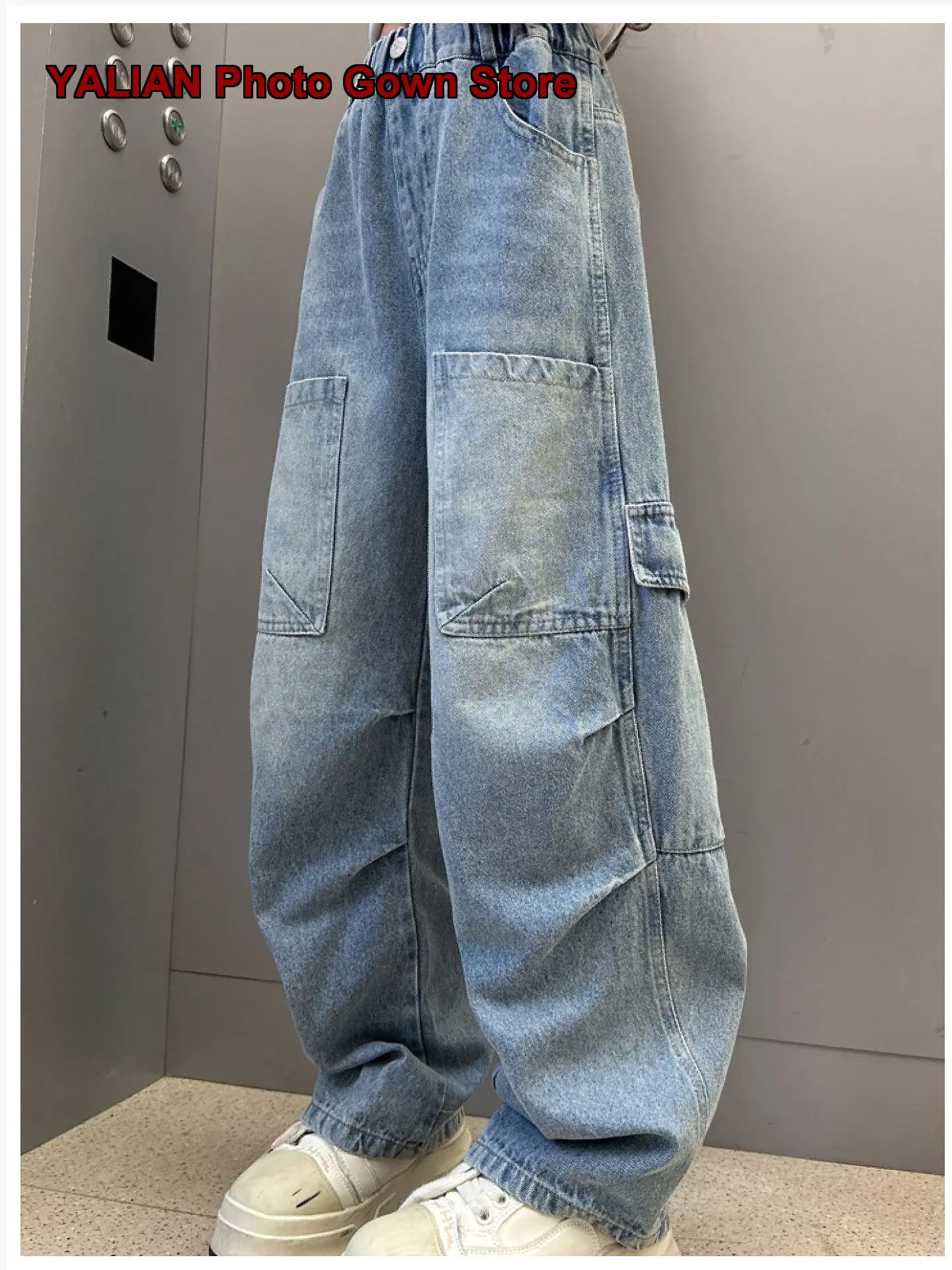 Girls Denim Flare Pants Spring Autumn 2025 Stylish Super Beautiful Older Kids